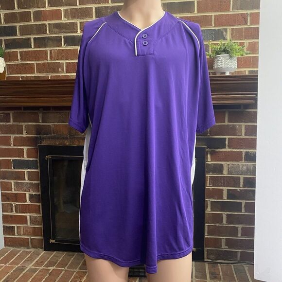 Wilson Men Sporting Goods Double Bar Mesh 2-Button Jersey Adult Sz L Purple Used - Picture 5 of 15